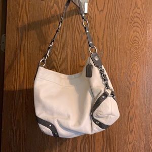 Cream and gray coach purse